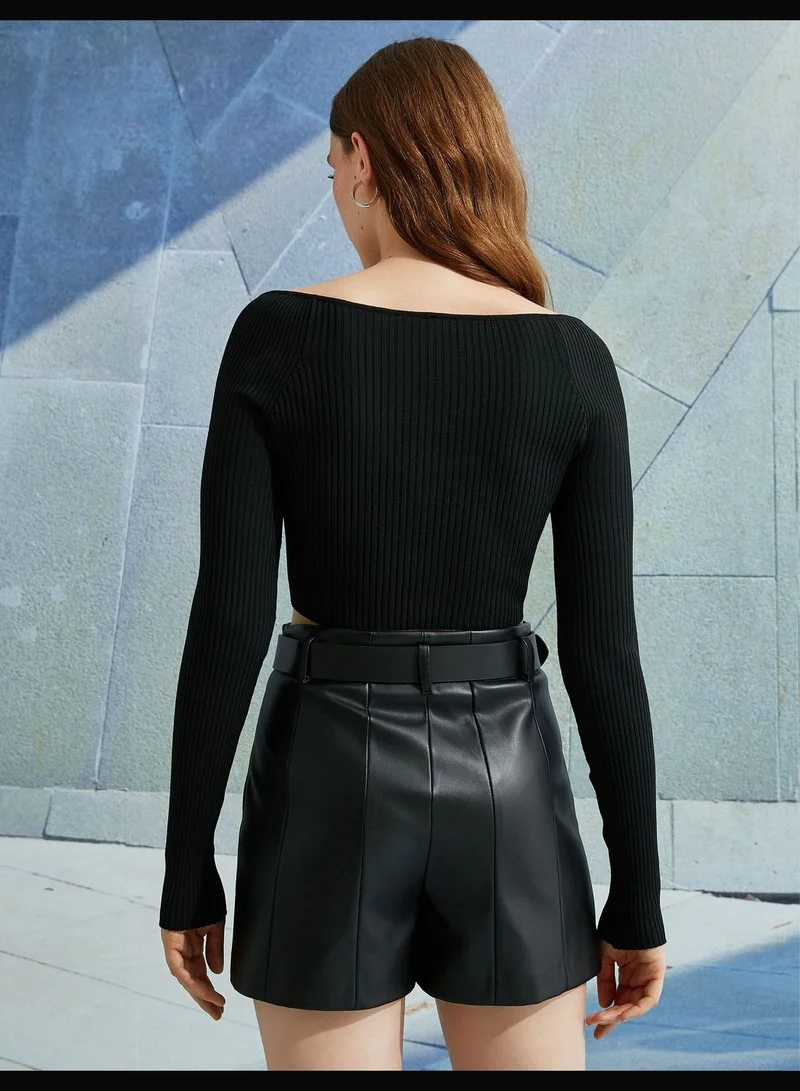KOTON Crop Sweater Long Sleeve