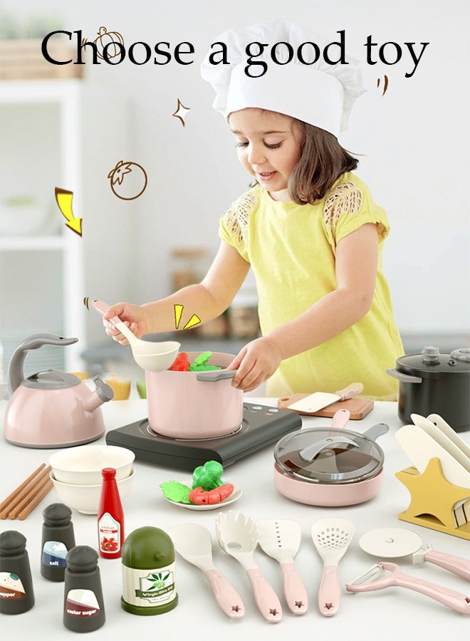 DUNISO Kids Kitchen Pretend Play Toys Set, Thick and Enlarged Toy Set for Preschool Cooking, Used for Stir Fry Games, Kitchen Accessories with Simulated Induction Cooker Toys, Suitable for Children Aged 3 to 6 (31 PCS) ﻿ - Image 1