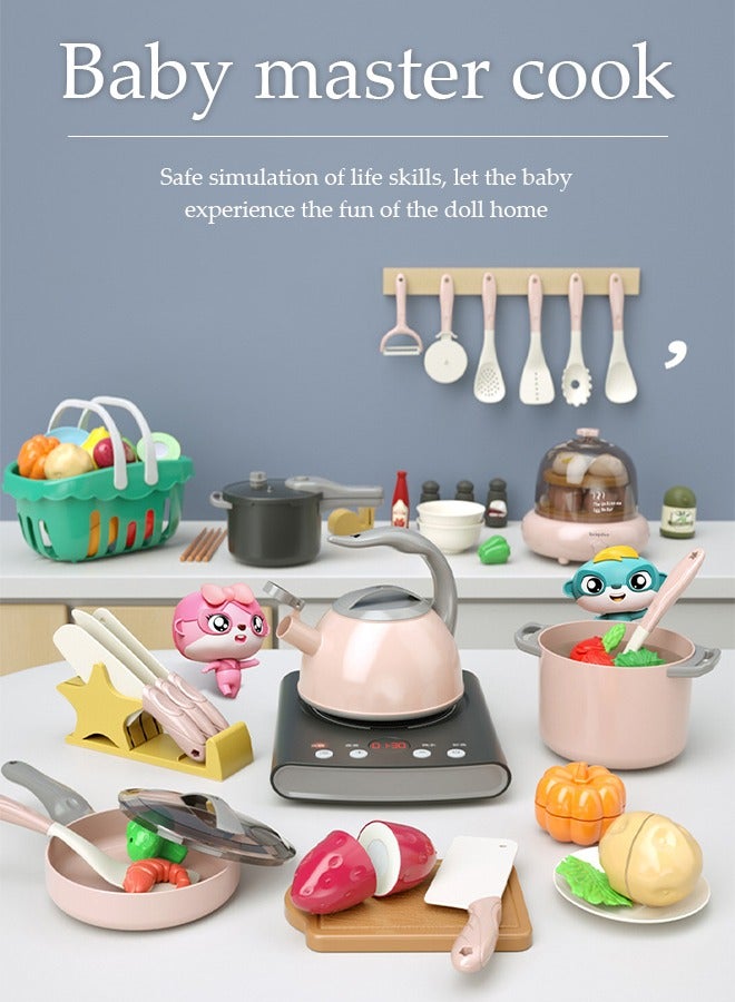 DUNISO Kids Kitchen Pretend Play Toys Set, Thick and Enlarged Toy Set for Preschool Cooking, Used for Stir Fry Games, Kitchen Accessories with Simulated Induction Cooker Toys, Suitable for Children Aged 3 to 6 (31 PCS) ﻿ - Image 3