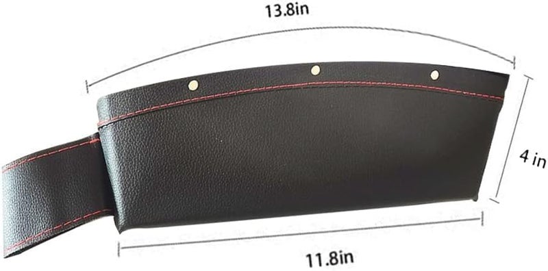 JYSW Car Gap Filler - 2 Pack Leather Car Seat Organizer for Phone, Sunglasses, Keys - Black - Image 3