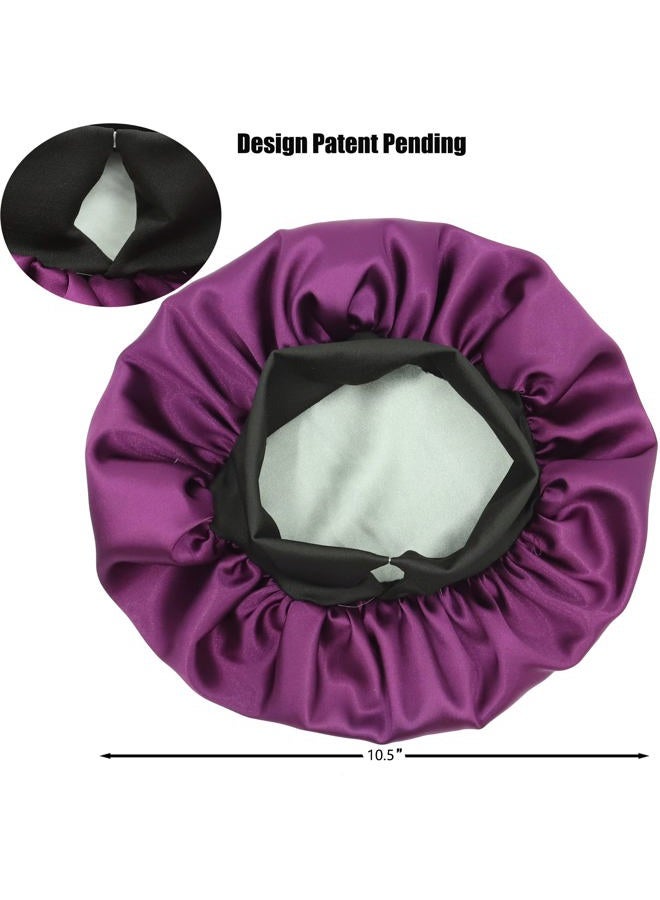 SENGTERM Kids Satin Bonnet Double Layer Wide Elastic Band Sleep Cap Hair Bonnet Silky Night Cap for Girls Toddler Child - Image 2