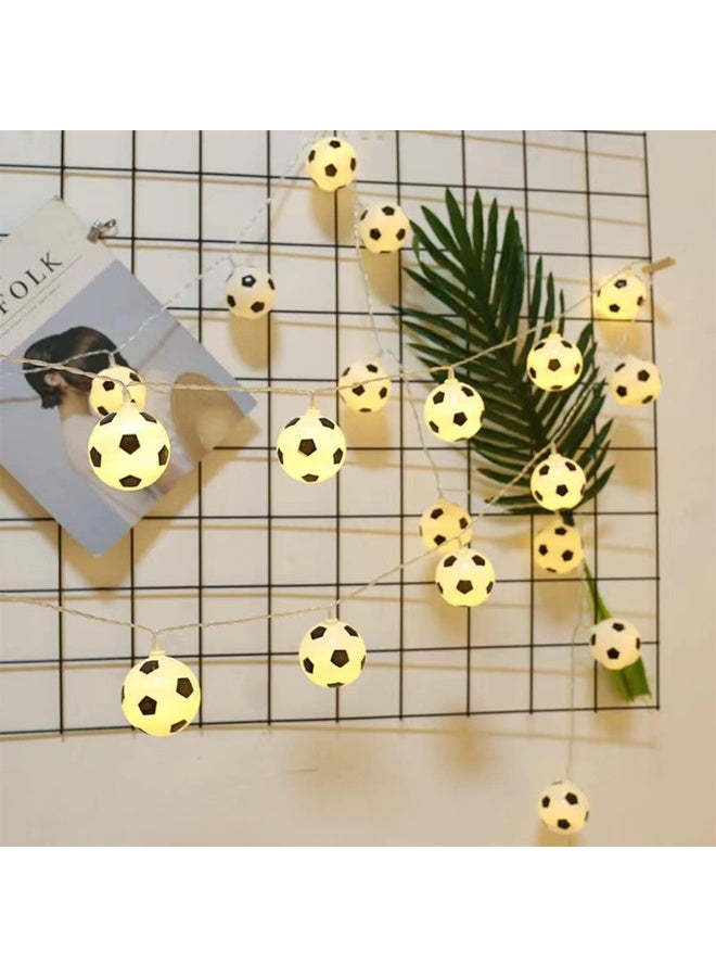 World Cup 2026 Soccer Decor String Lights, Battery Operated 6.5ft 10LED Football Fairy Indoor Lights for Boys Son Grandson Kids' Room Classroom Theme Party Christmas Birthday Gift - Image 2