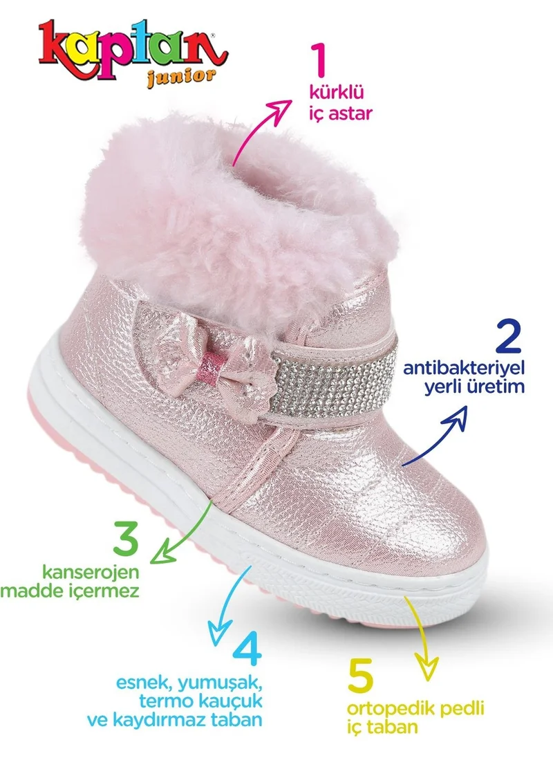 Kaptan Junior Baby Girl Kids Boots with Fur Inside Non-Slip Sole