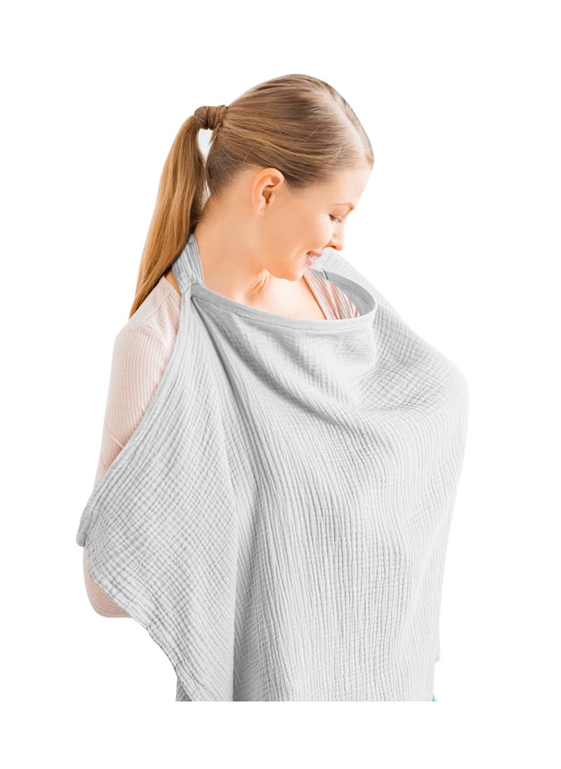 MIXDE Muslin Nursing Cover for Baby Breastfeeding Breathable 100% Cotton Breastfeeding Cover with Rigid Hoop for Mother Nursing Apron Multi-use Carseat Canopy  - Image 1
