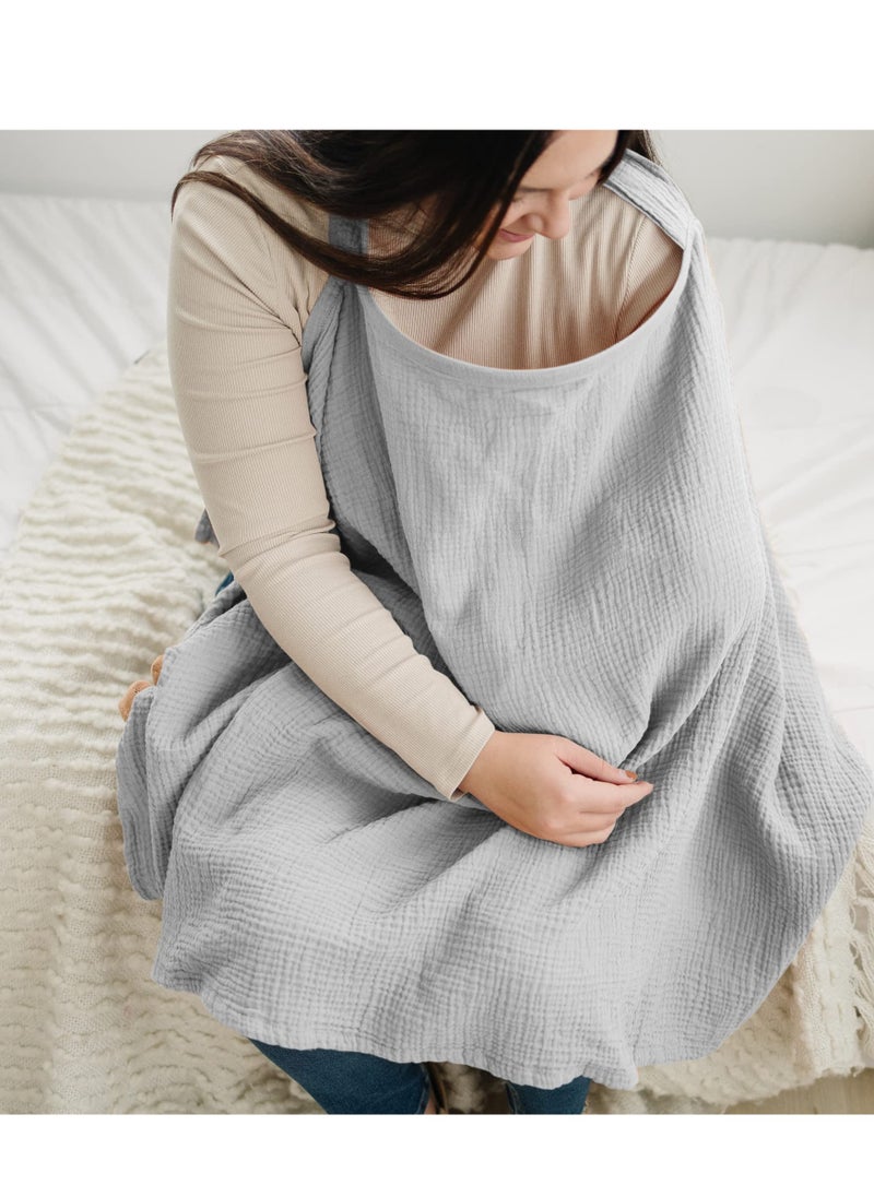 MIXDE Muslin Nursing Cover for Baby Breastfeeding Breathable 100% Cotton Breastfeeding Cover with Rigid Hoop for Mother Nursing Apron Multi-use Carseat Canopy  - Image 3