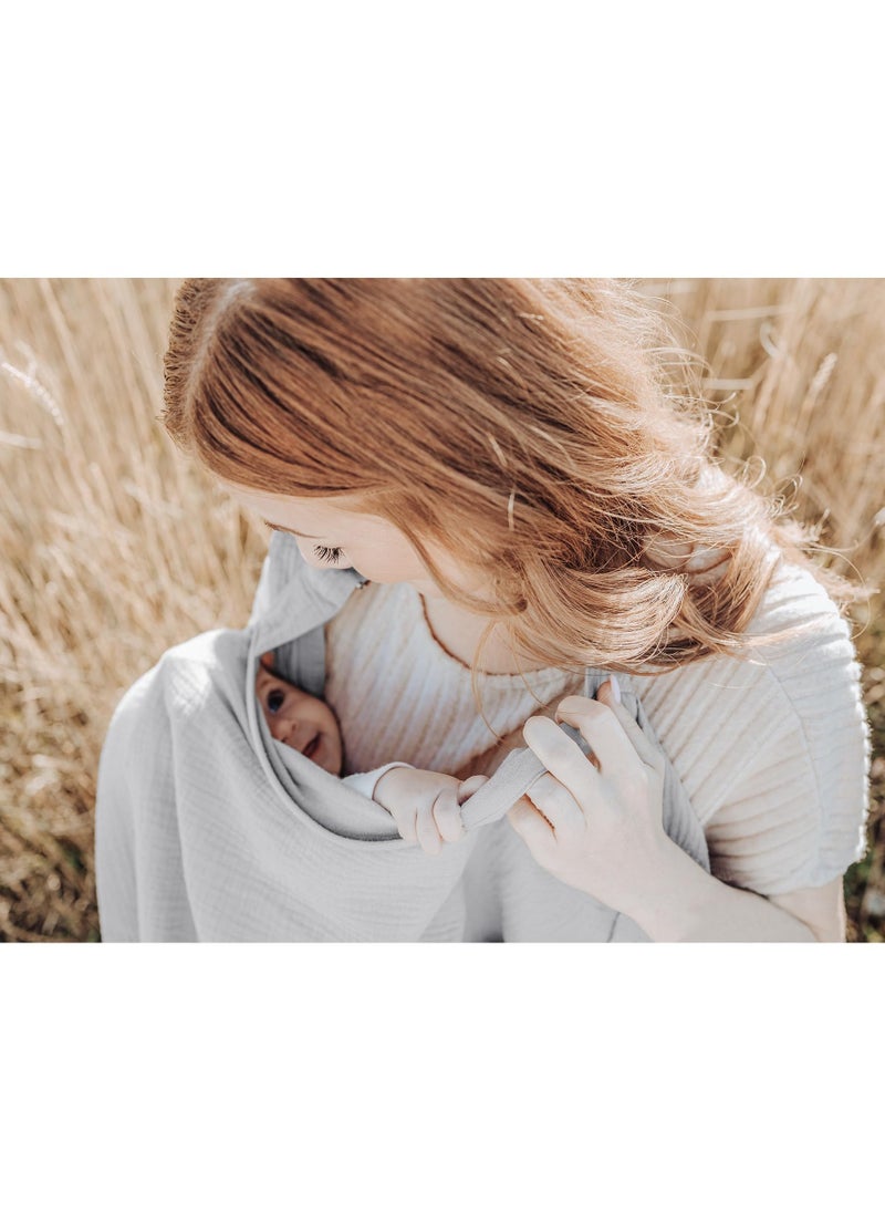 MIXDE Muslin Nursing Cover for Baby Breastfeeding Breathable 100% Cotton Breastfeeding Cover with Rigid Hoop for Mother Nursing Apron Multi-use Carseat Canopy  - Image 4
