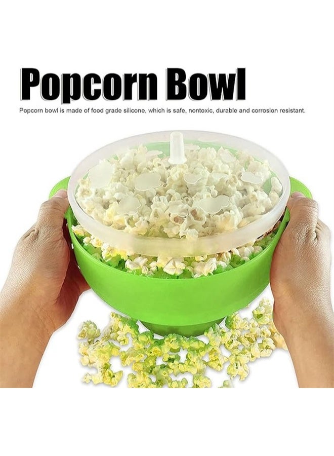 هومستر ميكروويف سيليكون بوبكورن صانع, بوبكورن بوبكورن مع الغطاء والمقبضات, وعاء قابل للطي بحجم كبير, غسالة صحون BPA الحرة, آمنة ودرجة حرارة عالية, المقاومة للمنزل, الحزب, فيلم, أخضر - Image 2