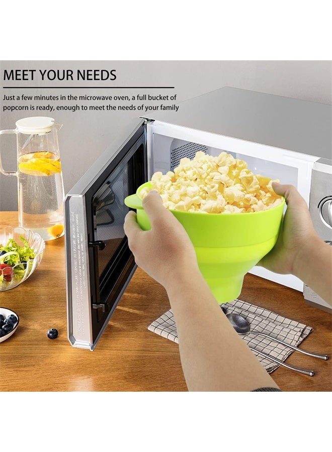 هومستر ميكروويف سيليكون بوبكورن صانع, بوبكورن بوبكورن مع الغطاء والمقبضات, وعاء قابل للطي بحجم كبير, غسالة صحون BPA الحرة, آمنة ودرجة حرارة عالية, المقاومة للمنزل, الحزب, فيلم, أخضر - Image 3