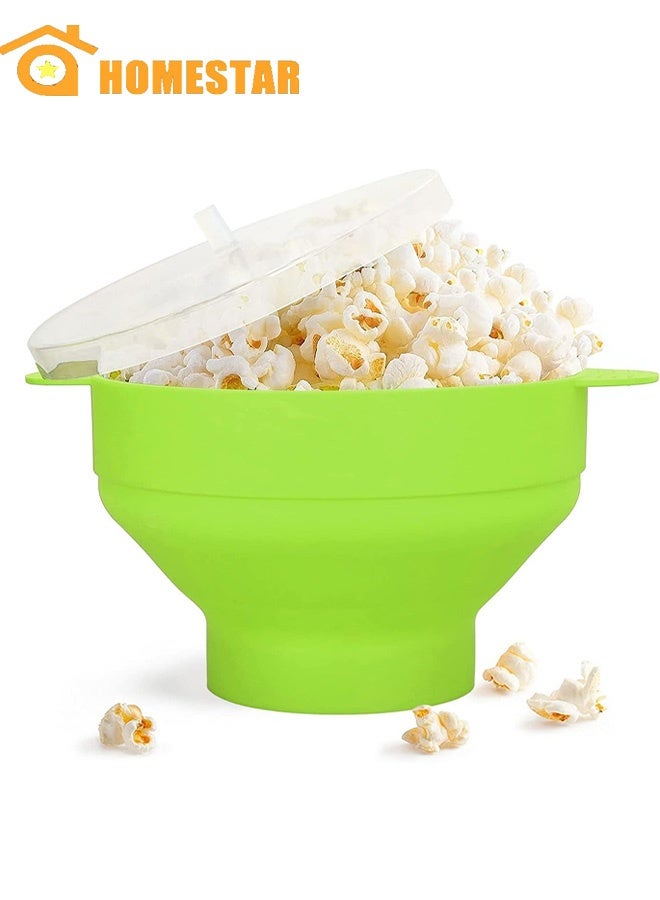 هومستر ميكروويف سيليكون بوبكورن صانع, بوبكورن بوبكورن مع الغطاء والمقبضات, وعاء قابل للطي بحجم كبير, غسالة صحون BPA الحرة, آمنة ودرجة حرارة عالية, المقاومة للمنزل, الحزب, فيلم, أخضر - Image 1