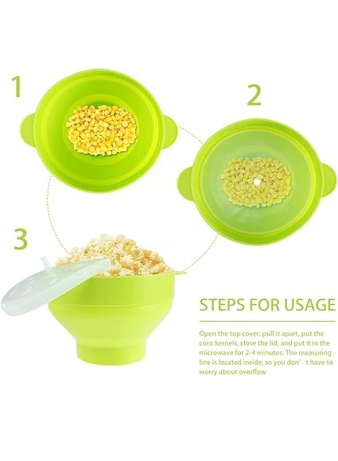 هومستر ميكروويف سيليكون بوبكورن صانع, بوبكورن بوبكورن مع الغطاء والمقبضات, وعاء قابل للطي بحجم كبير, غسالة صحون BPA الحرة, آمنة ودرجة حرارة عالية, المقاومة للمنزل, الحزب, فيلم, أخضر - Image 4