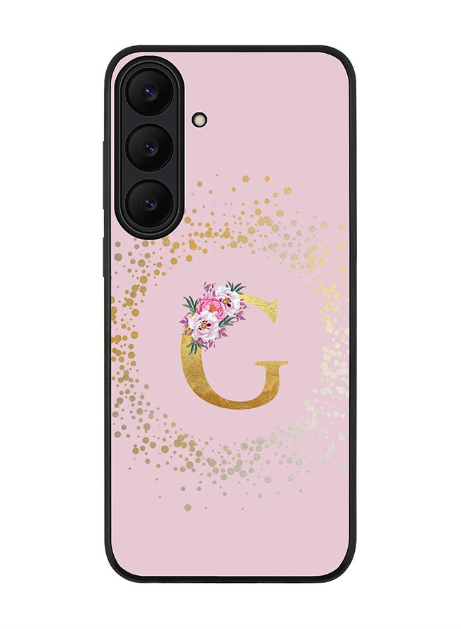 Stylizedd For Samsung Galaxy S25 FE Case,Slim fit Camera Protection, Shockproof Thin Phone cover  - Custom Monogram Floral - G  (Pink )