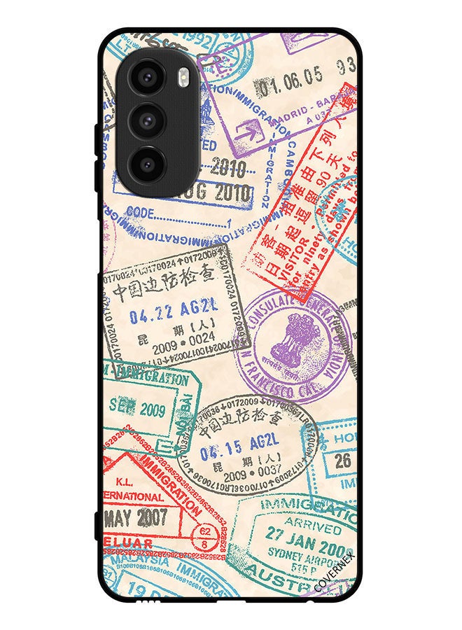 Covernex Protective Case Cover For Motorola Moto G52 Travel Stamps Pattern - Image 1