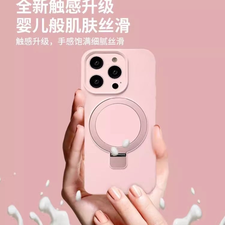 Suitable for Apple 17Promax Magnetic Holder Mobile Phone Case Real Liquid Iphone16 Skin-Feel 14 Anti-Fall Protective Cover - Image 2