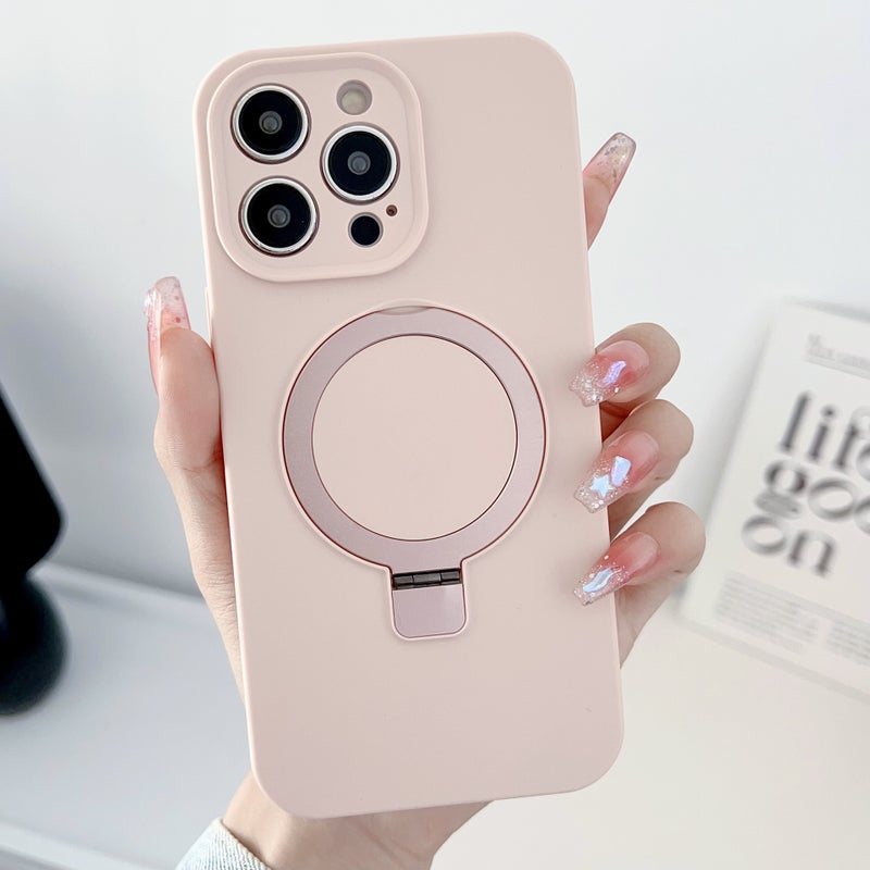 Suitable for Apple 17Promax Magnetic Holder Mobile Phone Case Real Liquid Iphone16 Skin-Feel 14 Anti-Fall Protective Cover - Image 1