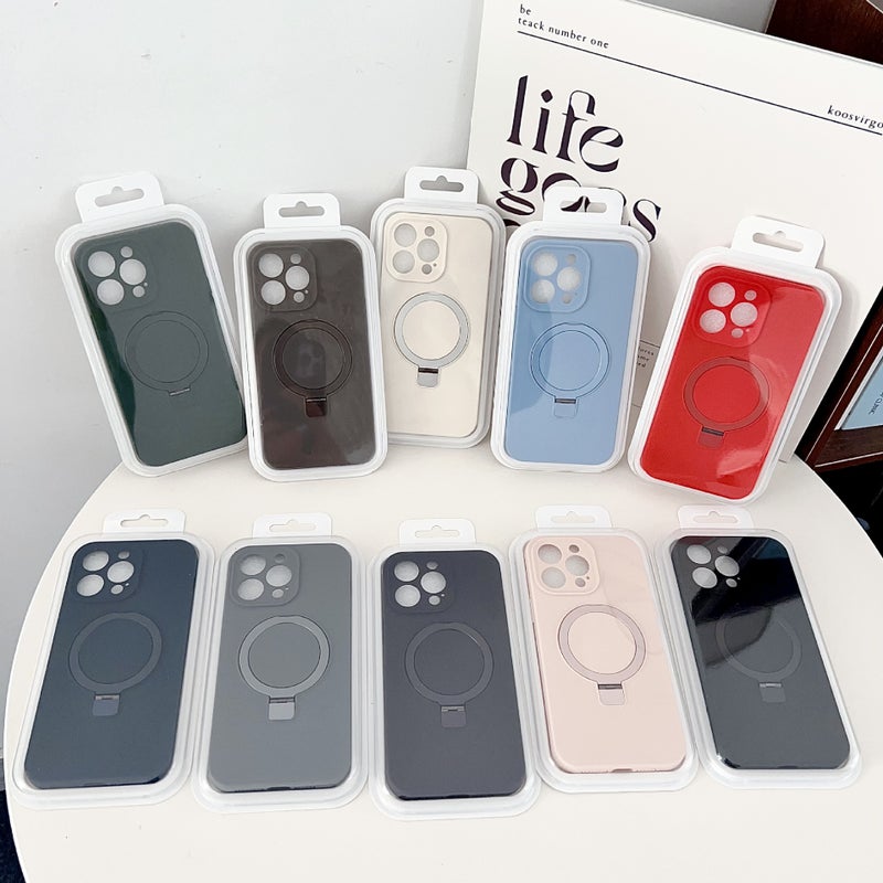 Suitable for Apple 17Promax Magnetic Holder Mobile Phone Case Real Liquid Iphone16 Skin-Feel 14 Anti-Fall Protective Cover - Image 3