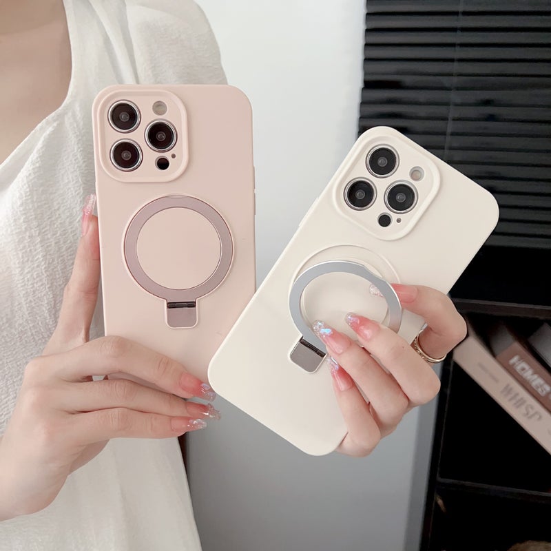 Suitable for Apple 17Promax Magnetic Holder Mobile Phone Case Real Liquid Iphone16 Skin-Feel 14 Anti-Fall Protective Cover - Image 5