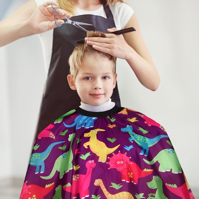 YELEGAI Kids Hair Cutting Cape (2 Pack) Professional Children Salon Barber Apron for Boys and Girls (Cartoon Dinosaur & Cartoon Space) - Image 5