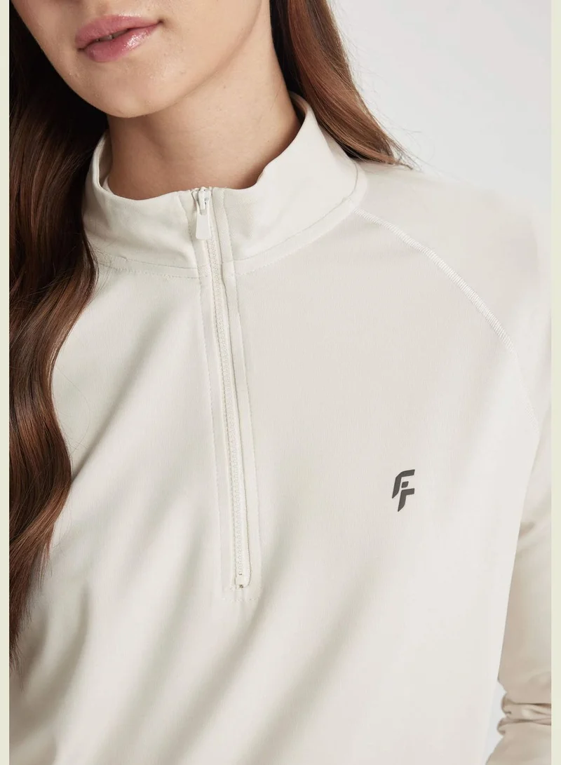 DeFacto Woman Stand Up Collar Knitted Long Sleeve T-Shirt