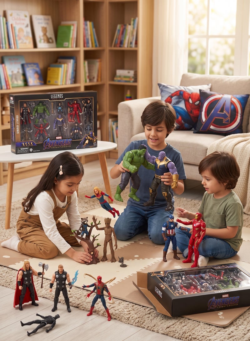 AVENGERS Action Figures Superhero Set 10pcs Collectible Figures 14cm Character Toy Set – Captain Marvel, Hulk, Thor, Iron Man, Spider-Man, Thanos, Captain America, Groot, Black Panther & Rocket Raccoon with Weapons & Accessories | Birthday & Eid Gift for Boys 3+ - Image 5