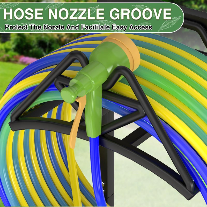 Qatsrin New Garden Hose Holder, Heavy Duty Freestanding Water Hose Holder Stand Holds 160-feet Hose, Detachable Hose Storage Reels Hanger Rack for Outside Yard Lawn Farm - Image 4