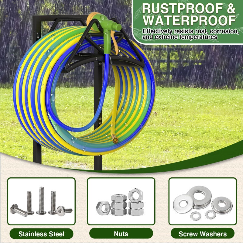 Qatsrin New Garden Hose Holder, Heavy Duty Freestanding Water Hose Holder Stand Holds 160-feet Hose, Detachable Hose Storage Reels Hanger Rack for Outside Yard Lawn Farm - Image 5