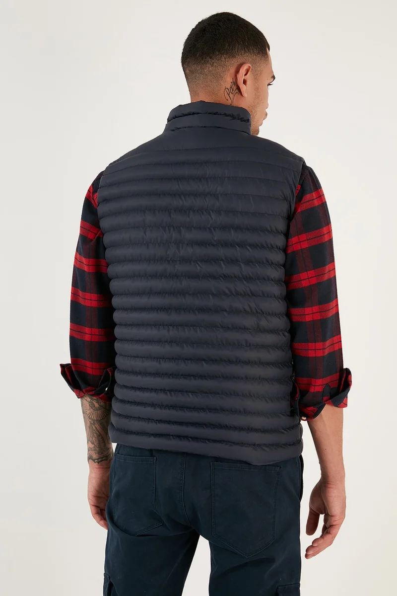 Buratti Slim Fit Water and Wind Resistant Stand Collar Comfortable Inflatable Vest Men's Vest 649020
