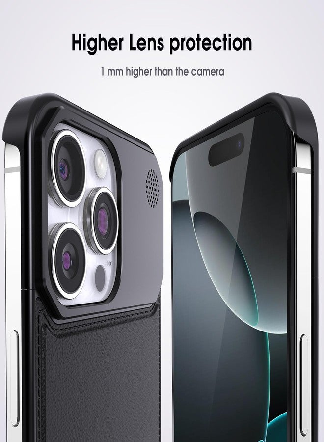 Arae Magnetic Designed for iPhone Case, Compatible with Magsafe, Drop Camera Protection, Anti-Scratch Slim, Luxury Leather Aluminum Case (Black, iPhone 16 Pro Max) - Image 4