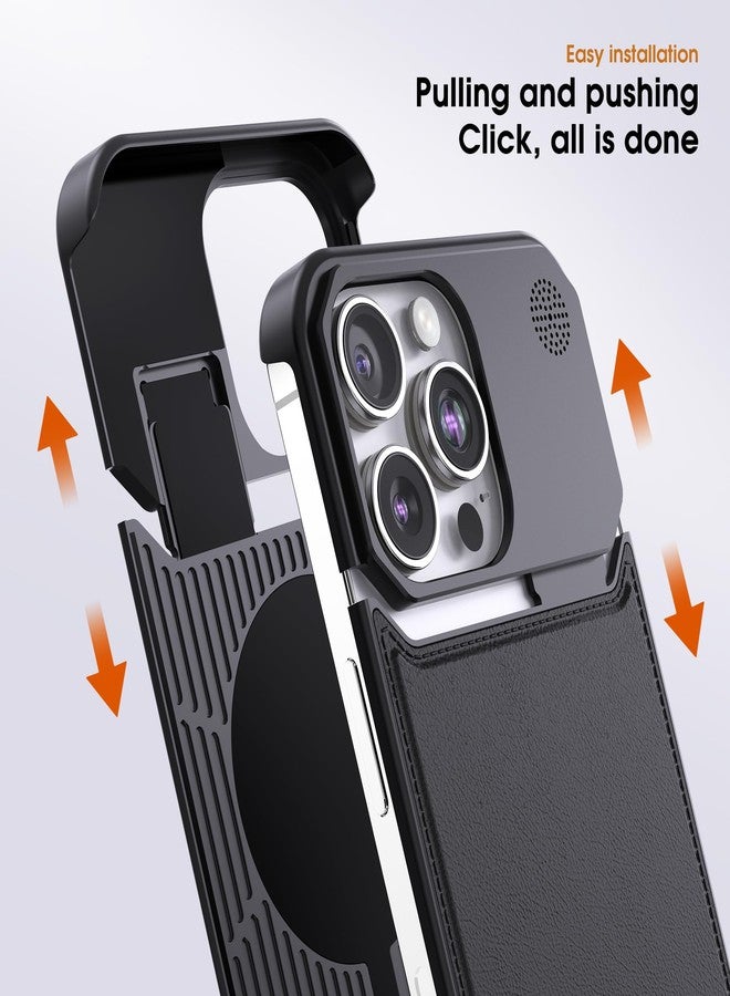 Arae Magnetic Designed for iPhone Case, Compatible with Magsafe, Drop Camera Protection, Anti-Scratch Slim, Luxury Leather Aluminum Case (Black, iPhone 16 Pro Max) - Image 5