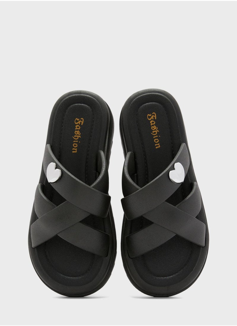 Ginger - Crossover Strappy Slide With Heart - Image 1