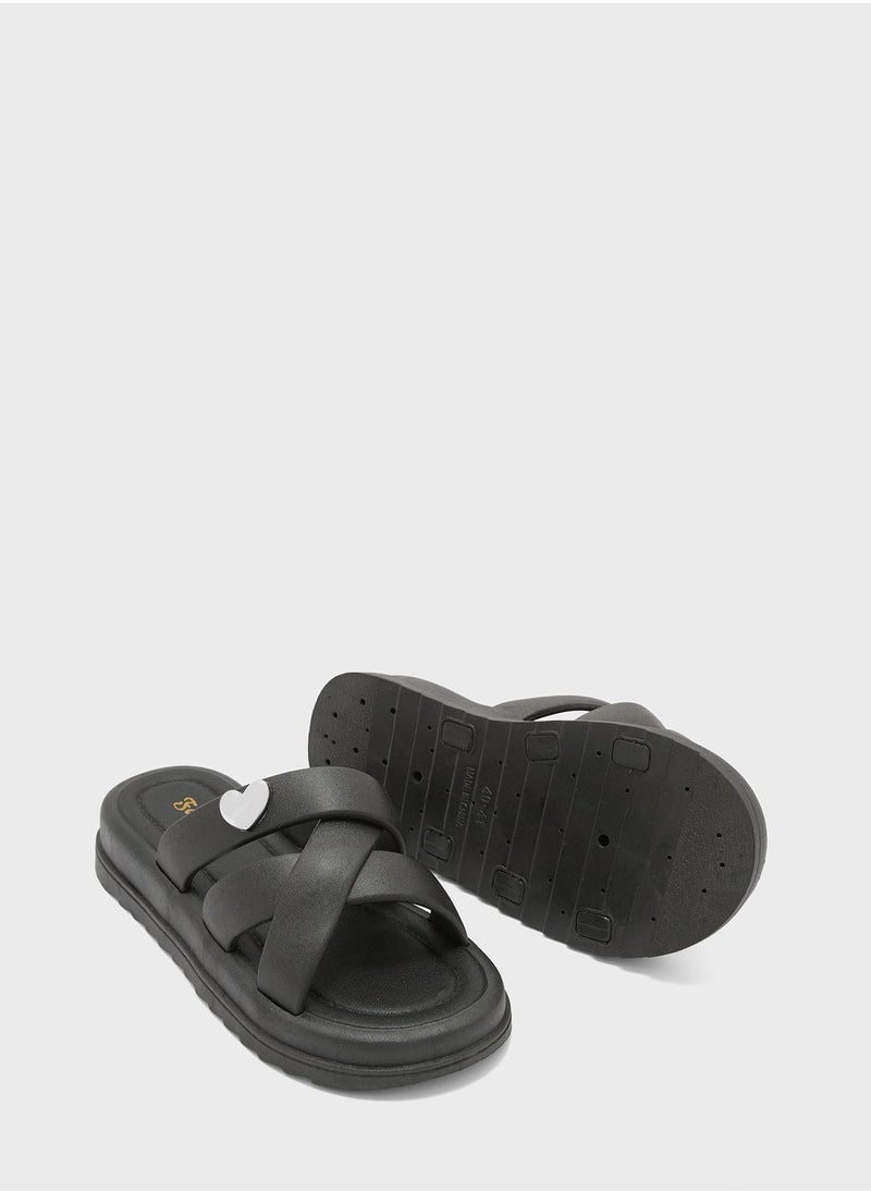 Ginger - Crossover Strappy Slide With Heart - Image 1