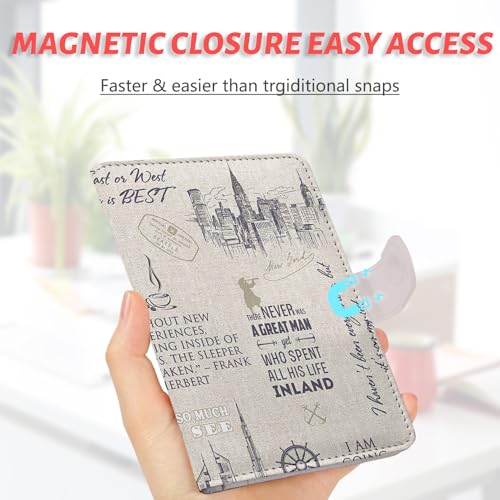 LumeTrav Passport Holder, Travel Wallet Cover with Pen Loop | Cute RFID Blocking Leather Case with Magnetic Closure for Travel Essentials-Travel - Image 5