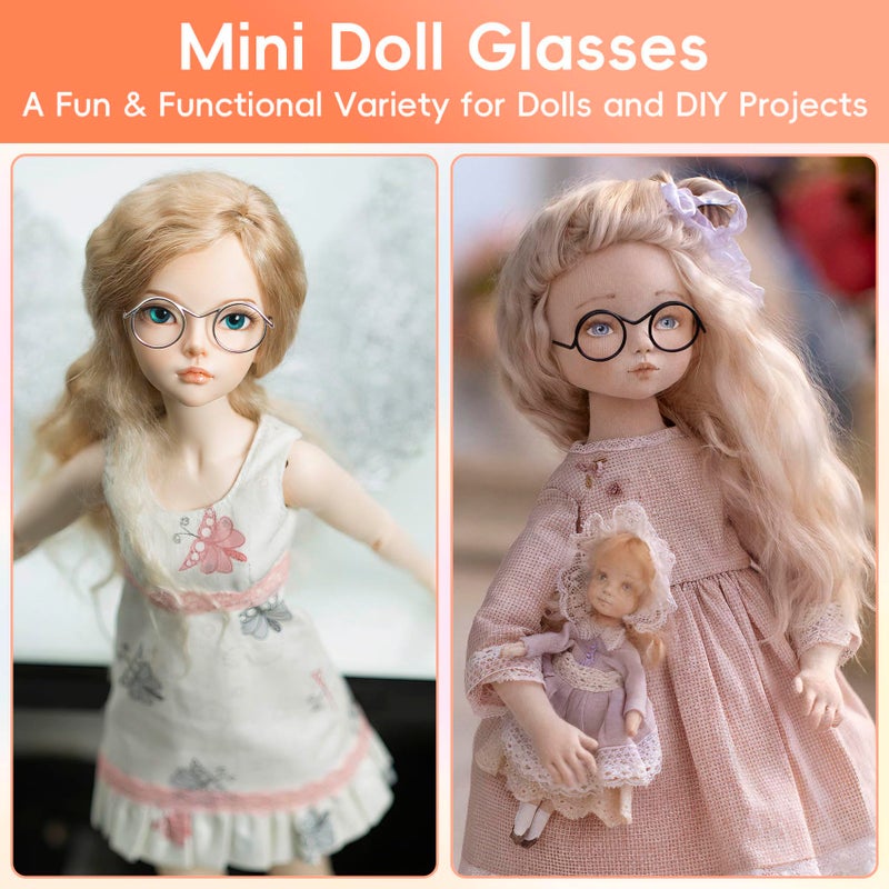 Hzopcw 6pcs Mini Metal Doll Glasses, Small Eyewear Wire Rim Toy Glasses, Doll Making Round Dress up Eyeglasses Decorative Accessories for Dog Cat Costume Cosplay DIY Crafts- Black & Gold & Silver - Image 5