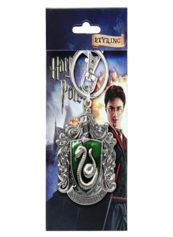 Monogram Harry Potter Slytherin School Crest Pewter Keychain - Image 2