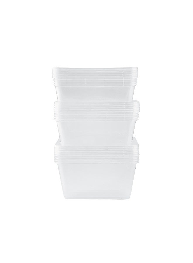 packwell مجموعة حاويات الطعام المستطيلة من باكويل للميكروويف، 500 مل، 750 مل، 1000 مل مع أغطية 15 قطعة 5 قطع لكل منها - Image 1