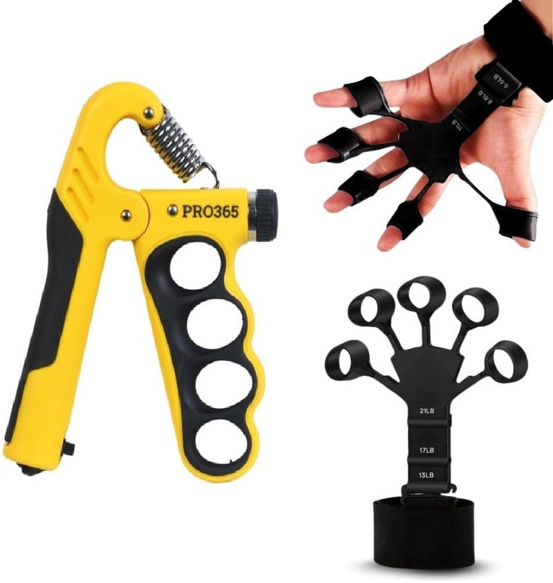 PRO365 Adjustable Hand & Finger Gripper with Counter (5–100Kg) | Forearm, Wrist & Finger Exerciser | Grip Strength Trainer for Muscle Building, Rehab, Endurance & Flexibility - Image 1