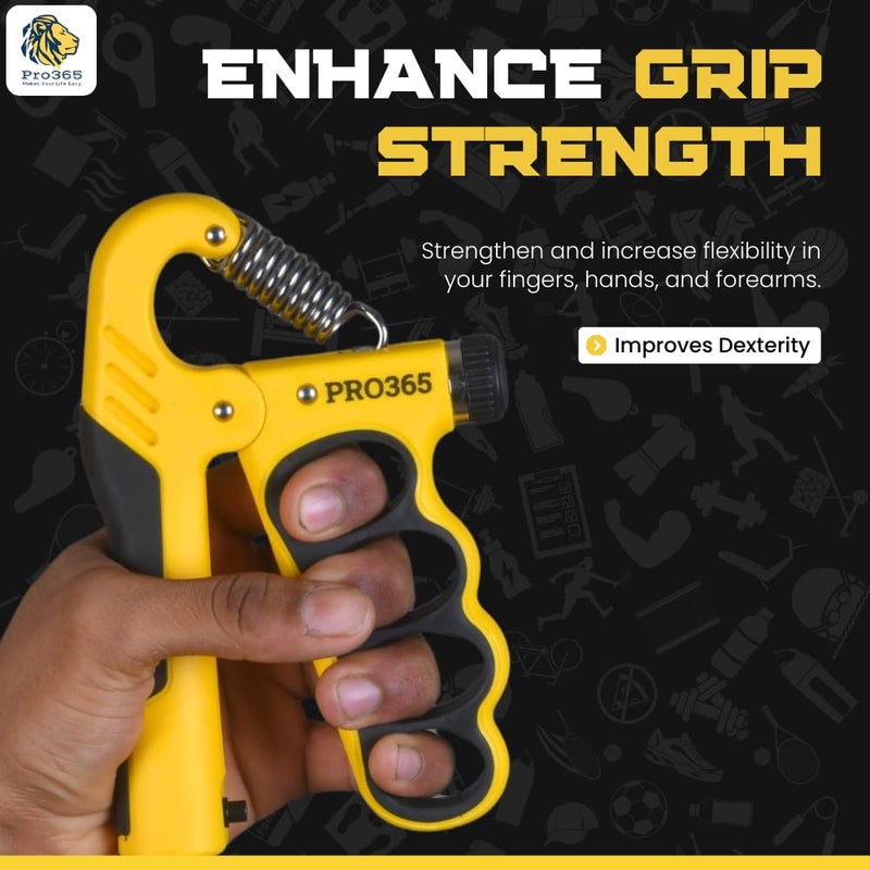 PRO365 Adjustable Hand & Finger Gripper with Counter (5–100Kg) | Forearm, Wrist & Finger Exerciser | Grip Strength Trainer for Muscle Building, Rehab, Endurance & Flexibility - Image 4
