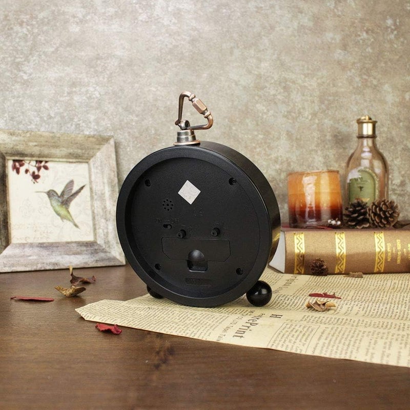 MAX SPACE 5.5 inch Black European Style Retro Silent Desk Alarm Clock Non-Ticking Whisper Battery Operated, HD Glass Face, Easy to Read for Indoor Decor - Image 5