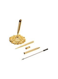 Y&D Signing Pen Set 2 Pieces Hollow Round Holder for Wedding Bridal Engagement Guests Book Valentine's Day Favor (Gold Style)  - Image 4