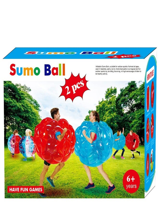 SUNSHINEMALL 2 Pack Inflatable Bumper Balls for Kids & Adults - Giant Zorb Balls (36" Red + Blue) - Image 1