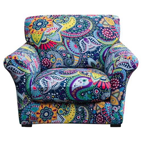 FORCHEER Armchair Slipcovers 2 Piece Printed Sofa Couch Covers with 1 Separate Cushion Couch Covers Washable Bohemia Style Sofa Slipcover with Elastic Bottom for Living Room (Armchair, Styles 1) - Image 1