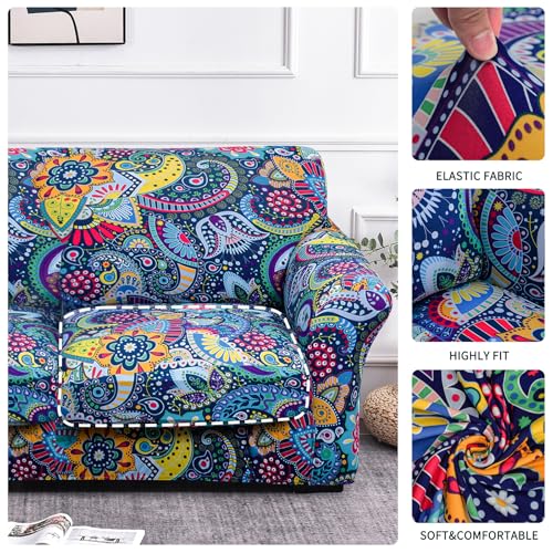 FORCHEER Armchair Slipcovers 2 Piece Printed Sofa Couch Covers with 1 Separate Cushion Couch Covers Washable Bohemia Style Sofa Slipcover with Elastic Bottom for Living Room (Armchair, Styles 1) - Image 5