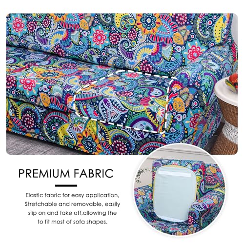 FORCHEER Armchair Slipcovers 2 Piece Printed Sofa Couch Covers with 1 Separate Cushion Couch Covers Washable Bohemia Style Sofa Slipcover with Elastic Bottom for Living Room (Armchair, Styles 1) - Image 4