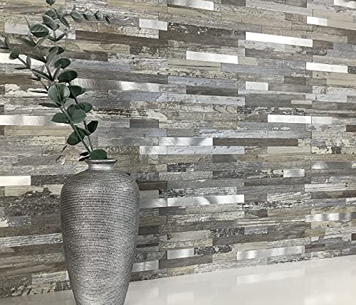 DICOFUN 10-Sheet Peel and Stick Backsplash Wall Tile, PVC Kitchen Backsplash Peel and Stick in Distressed Wood, 9.4 sq.ft - Image 2