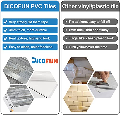 DICOFUN 10-Sheet Peel and Stick Backsplash Wall Tile, PVC Kitchen Backsplash Peel and Stick in Distressed Wood, 9.4 sq.ft - Image 5