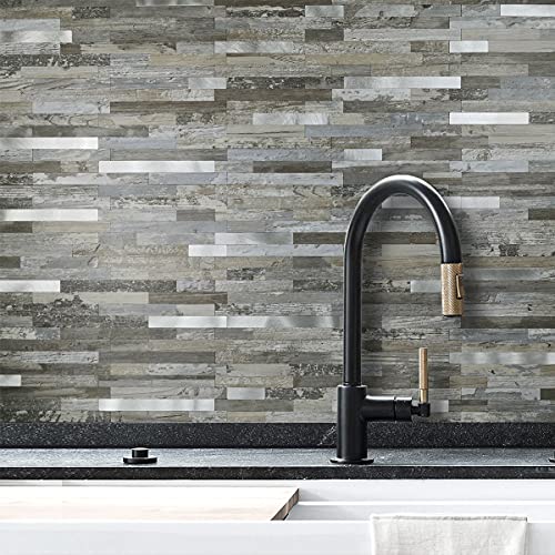 DICOFUN 10-Sheet Peel and Stick Backsplash Wall Tile, PVC Kitchen Backsplash Peel and Stick in Distressed Wood, 9.4 sq.ft - Image 4
