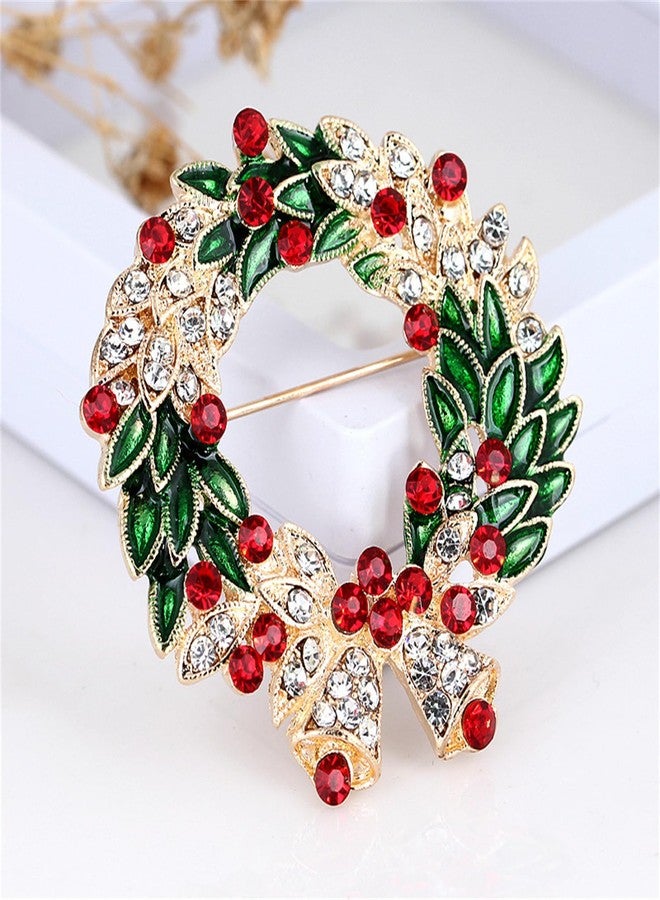 IS4U Vintage Christmas Brooch Sparkly Rhinestone Jingle Candy Moose Heart Brooch Garland Pearl Pin Inspired Crystal Christmas Tree Brooch Multi-colored Rhinestone Crystal Enamel Christmas Jewelry for Women (Garland) - Image 2