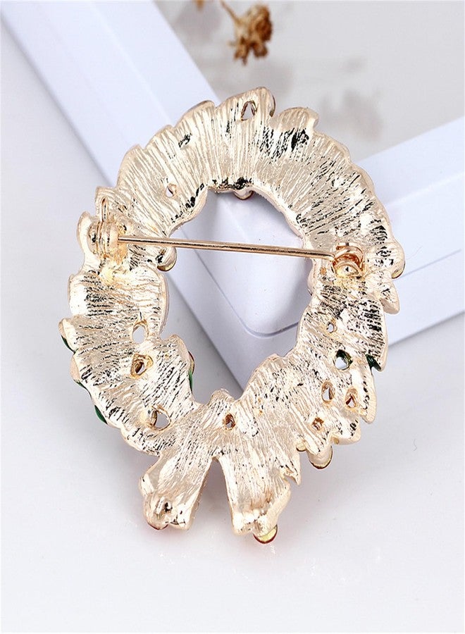 IS4U Vintage Christmas Brooch Sparkly Rhinestone Jingle Candy Moose Heart Brooch Garland Pearl Pin Inspired Crystal Christmas Tree Brooch Multi-colored Rhinestone Crystal Enamel Christmas Jewelry for Women (Garland) - Image 4
