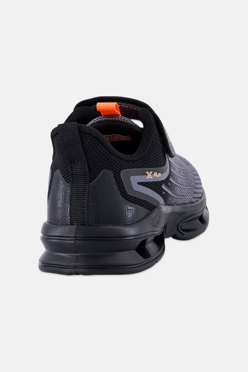 RBX Kids Boy Brand Logo Velcro Closure Running Shoes, Dark Grey - Image 2