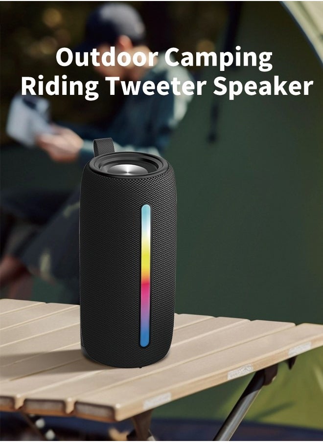 Brodu Portable Bluetooth Speaker, Wireless Waterproof Stereo with FM Radio/USB Charging/RGB Flash, Bass Boost, HD Sound for Outdoor, Travel, and Home Use Black  - Image 4