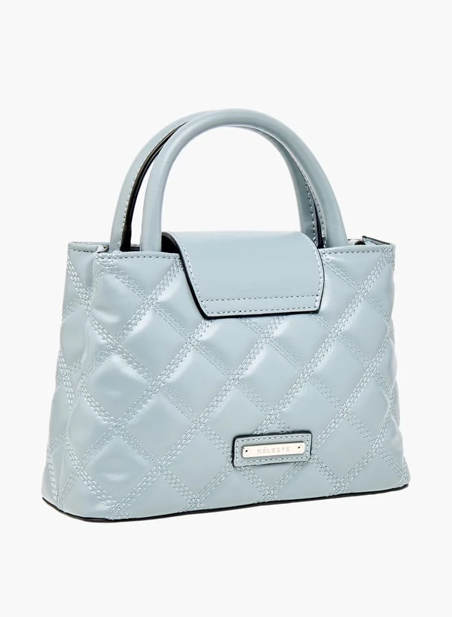 سيليست Women Quilted Tote Bag with Detachable Strap and Flap Closure